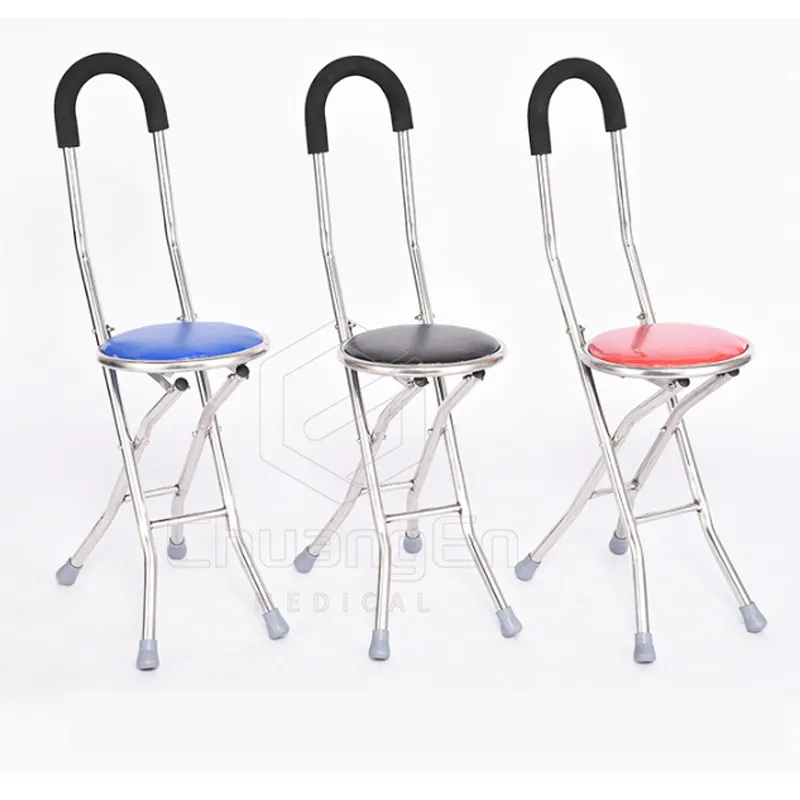 CS-09 Stainless Steel Folding Lightweight Walking Stick Seat Chair
