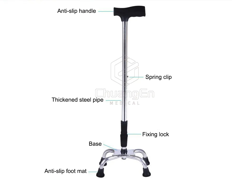 CS-05 Price cheapest Stainless steel four-legged walking sticks for the elderly
