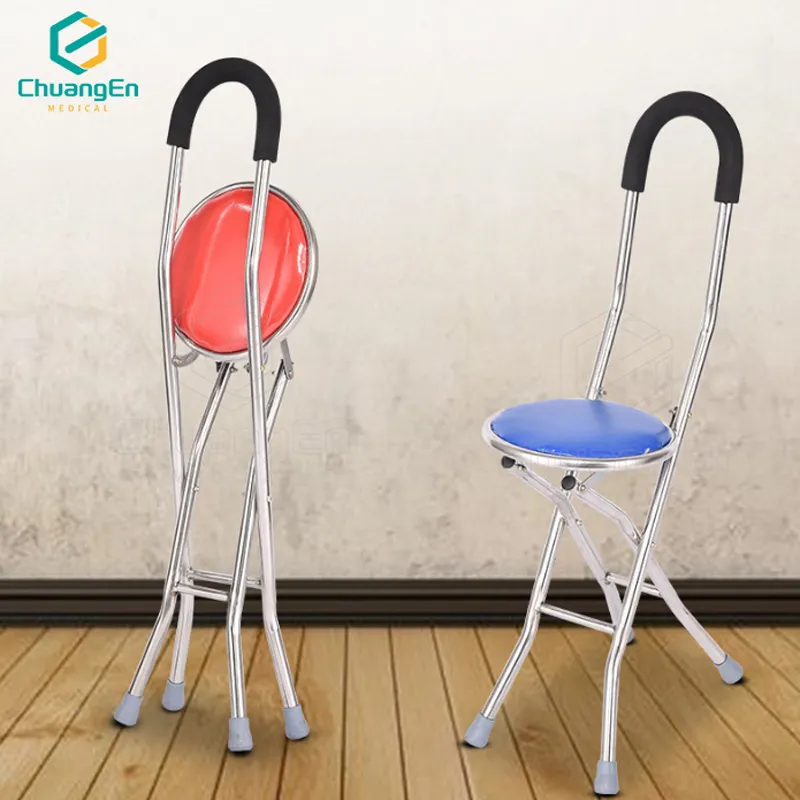 CS-09 Stainless Steel Folding Lightweight Walking Stick Seat Chair