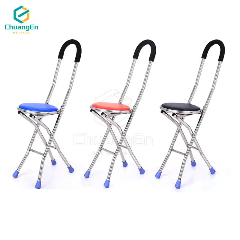 CS-09 Stainless Steel Folding Lightweight Walking Stick Seat Chair